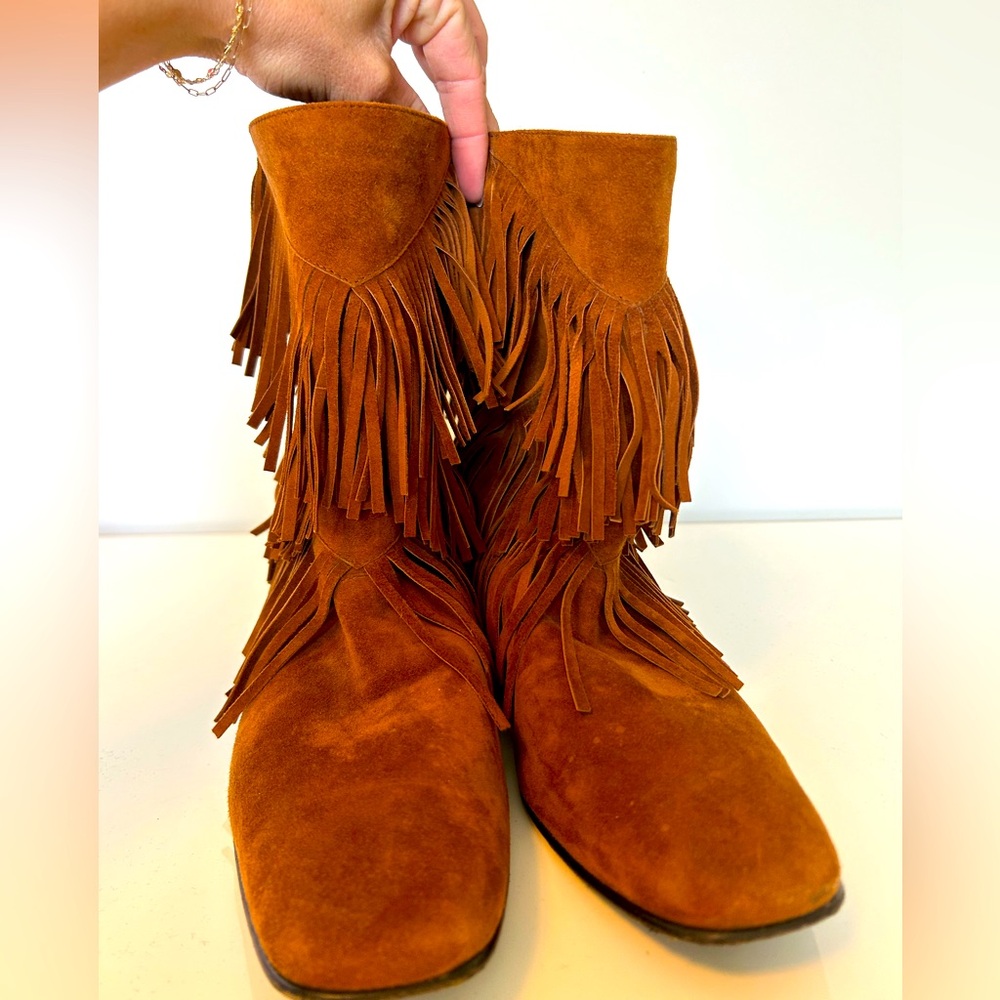 Roger Vivier Fringed Suede Tan Boots – Size 39